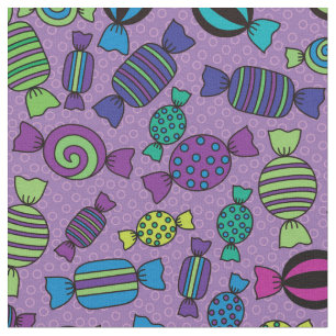 Tecido Halloween Candy Treats on Purple Pattern
