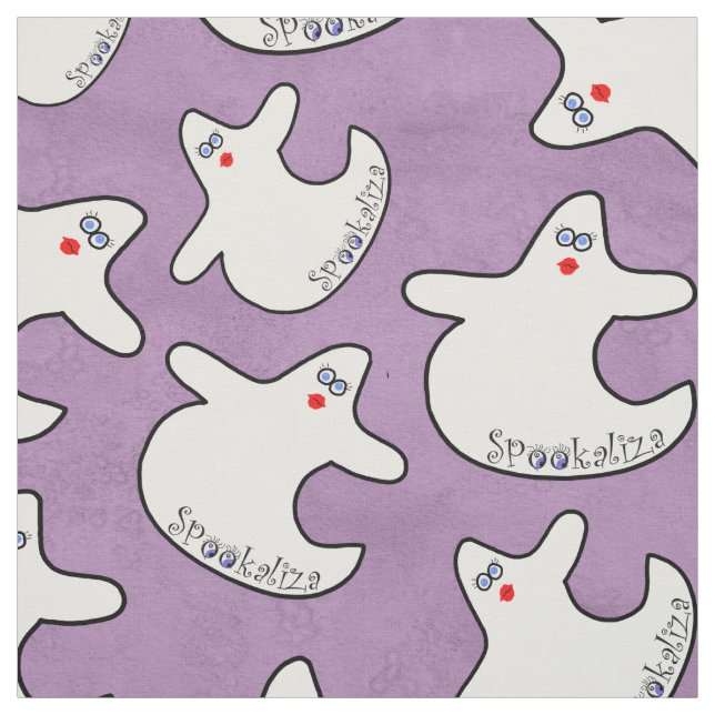 Tecido Halloween Cute Diva Ghost Random Púrpura BG (Modelo)