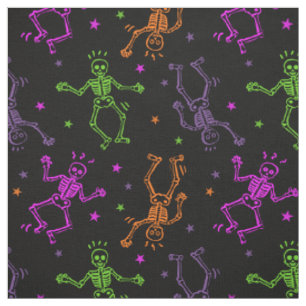 Tecido Halloween Dancing Skeletons