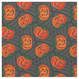 Tecido Halloween Jack o'lantern Cobwebs Pattern Pumpkins