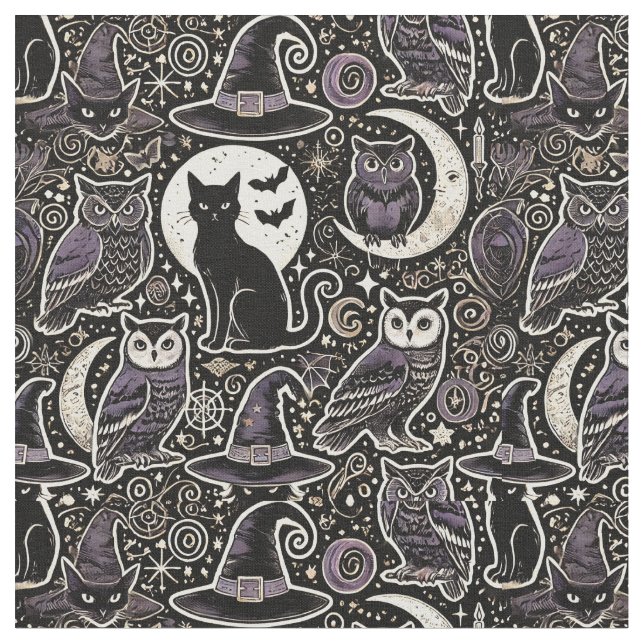 Tecido Halloween Pattern-Witchcraft e Spooky Night (Detalhe)