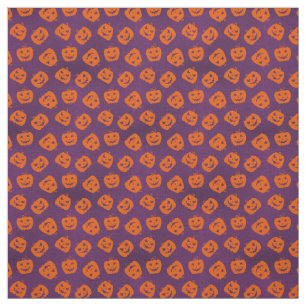Tecido Halloween Pumpkins sobre o padrão de fundo roxo