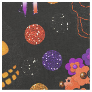 Tecido Halloween Skullies Com Crowans Florais