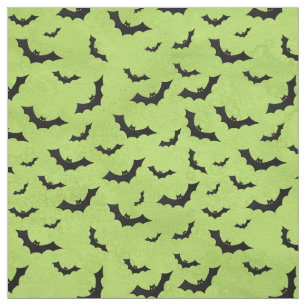 Tecido Halloween White Bats Silhouettes Padrão em Verde
