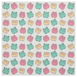 Tecido Hamsters Kawaii Bonitos Amarelo, Rosa, Verde Padrã