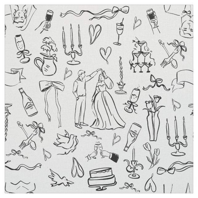 Tecido hand drawn wedding marriage bridal toile (Modelo)