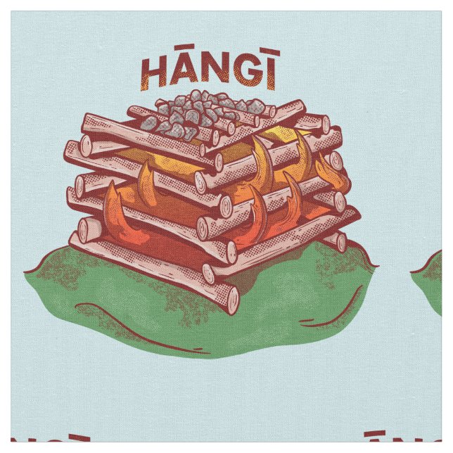 Tecido Hangi Maori Comida Kai (Detalhe)