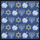 Tecido Hanukkah Blue Menorah Dreidel Pattern Chanukah<br><div class="desc">Belo tecido Chanucá em azul bonito com um legal padrão de estrela judaica,  sonho para diversão jogos Chanukah,  e a menorah judia para o feriado.</div>