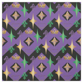 Tecido Harlequins Miçanga Mask Fleur de Lis Mardi Gras