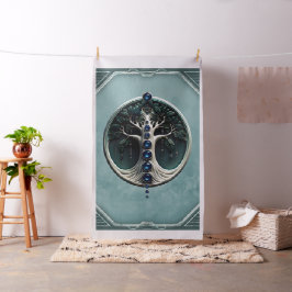 Tecido Harmonia em Teal, Árvore Mística da Vida