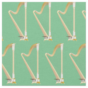 Tecido Harps Music Musical Room Decor Green