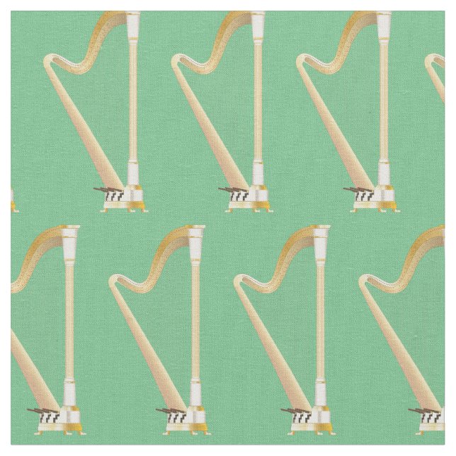 Tecido Harps Music Musical Room Decor Green (Detalhe)