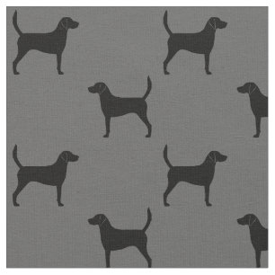 Tecido Harrier Dog Silhouettes Cinzas e Preto Padrão