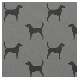 Tecido Harrier Dog Silhouettes Cinzas e Preto Padrão
