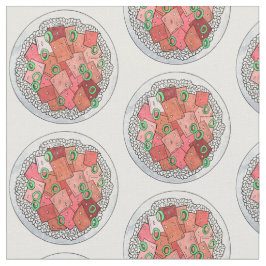 Tecido Havaiana Cuisine Ahi Tuna Poke Bowl Comida Havaian