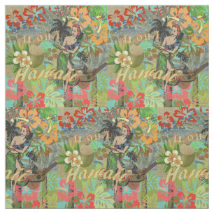 Tecido Hawaii Flower Hula Vintage - Gráfico Floral