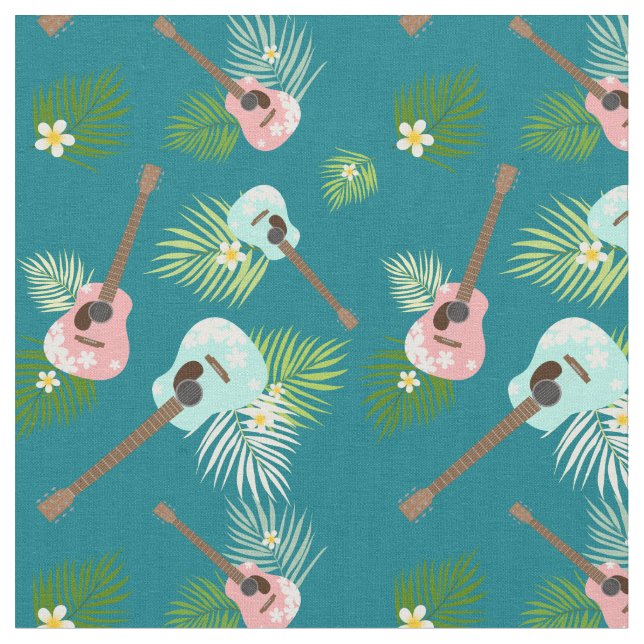 Tecido Hawaii Ukulele Floral (Detalhe)