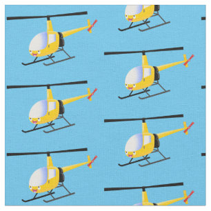 Tecido Helicóptero de animação amarelo giro