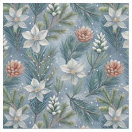 Tecido Hello Winter Pines & Flowers