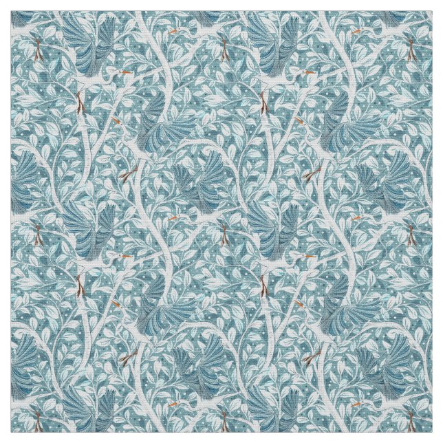 Tecido Herões selvagens em Teal Suave e Branco (Modelo)
