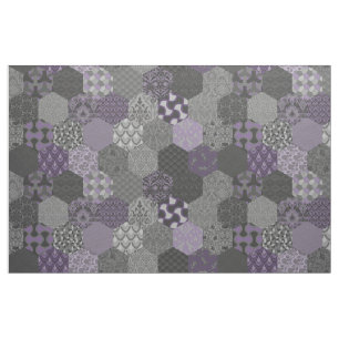 Tecido Hexágonos de Patchwork Violet e Cinzas