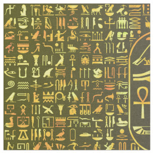 Tecido Hieroglyphics Dourados