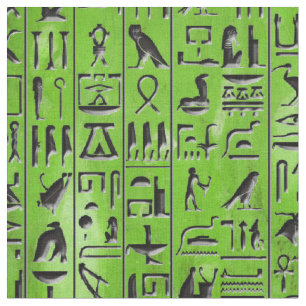 Tecido Hieroglyphics na esmeralda
