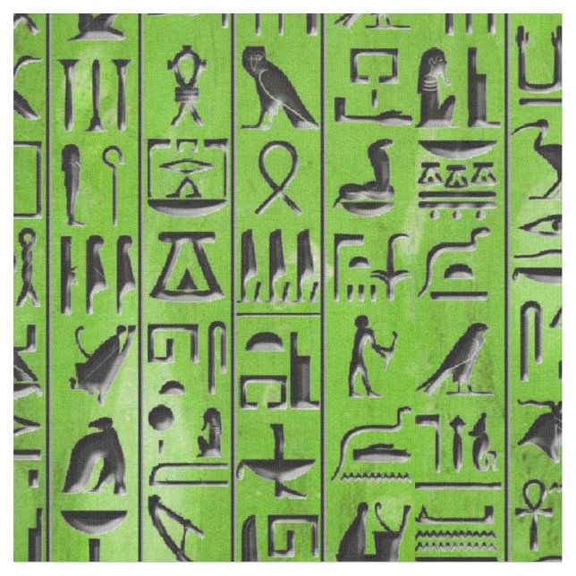 Tecido Hieroglyphics na esmeralda (Detalhe)