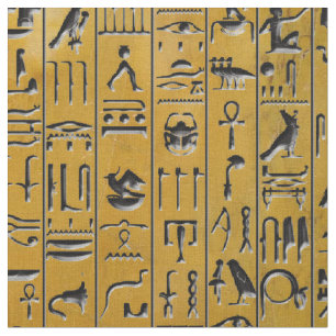 Tecido Hieroglyphics no ouro