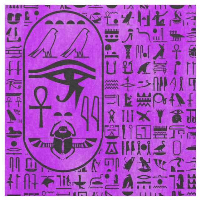 Tecido Hieroglyphics roxos (Detalhe)