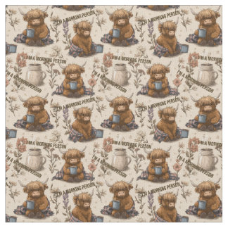 Tecido Highland Cow Morning Coffee Cozy Farmhouse Pattern