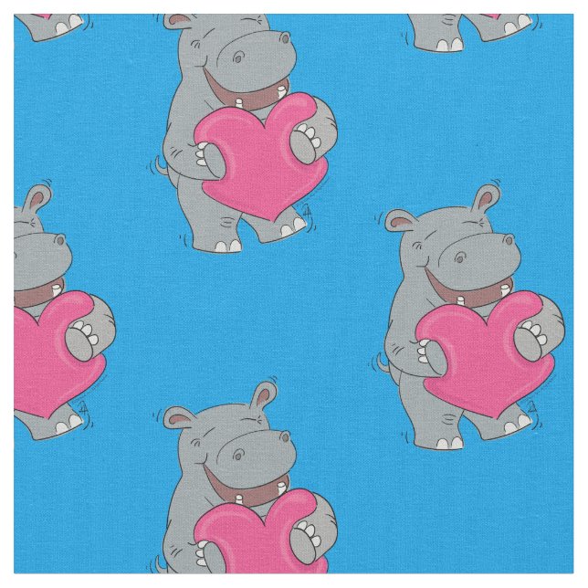 Tecido Hippo Hugs Cute Hippopotamus (Detalhe)