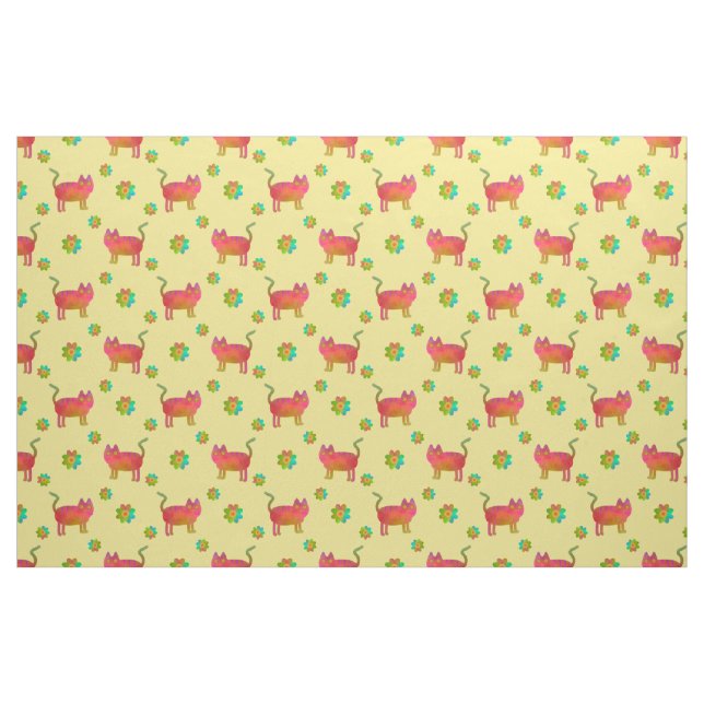 Tecido Hippy Cat no Verão (Fat Quarter)