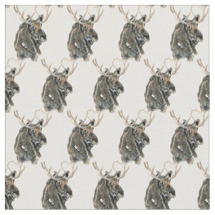 Tecido Hipster divertido Moose Legal com Tunes Bird Art