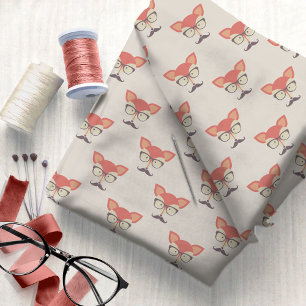 Tecido Hipster Fox, Glass and Mustache ID1073