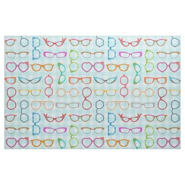 Tecido Hipster moderno retro dos Eyeglasses com guingão (Fat Quarter)