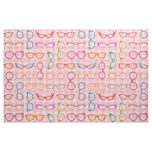 Tecido Hipster moderno retro dos Eyeglasses com guingão (Fat Quarter)