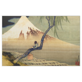 Tecido Hokusai Boy Vivendo o Monte Fuji Japonês
