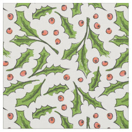 Tecido Holly Berry Sprig Pattern
