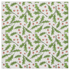 Tecido Holly Berry Sprig Pattern