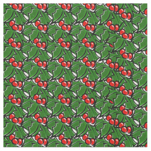 Tecido Holly Folhas, Holly berry, padrão de férias