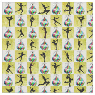 TECIDO HOLLY JOLLY FIGURE SKATER CHRISTMAS DESIGN