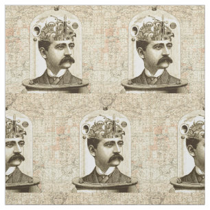 Tecido Homem de bigode de cabeça de relógio