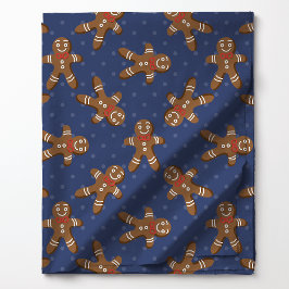 Tecido Homem de Biscoito de Gengibre Pontos em Azul Natal