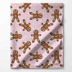 Tecido Homem de Biscoito de Natal Bolinha em Rosa