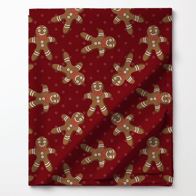 Tecido Homem de Biscoito de Natal Bolinhas em Vermelho Na (Criador carregado)