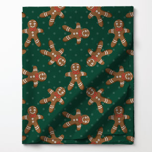 Tecido Homemem de gengibre bolinhas em verde Natal