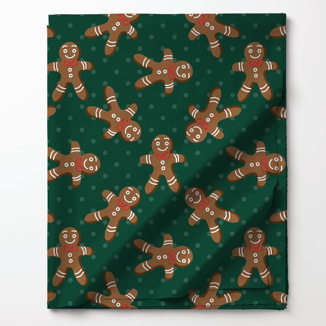 Tecido  Homemem de gengibre bolinhas em verde Natal (Criador carregado)