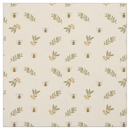 Tecido Honey Bee Greenery Pastel Almond