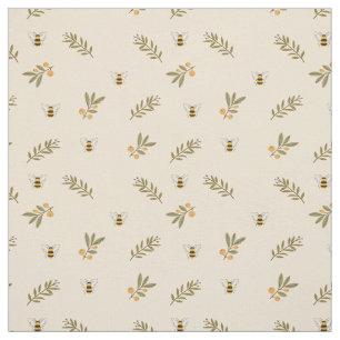 Tecido Honey Bee Greenery Pastel Almond